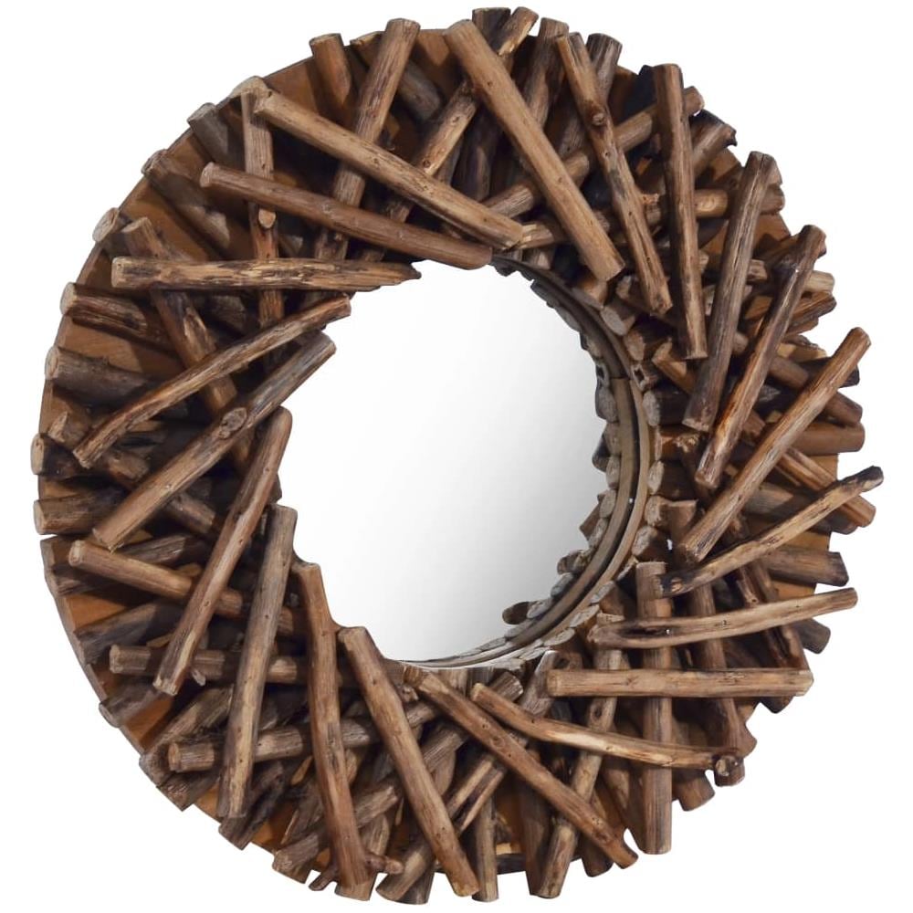 Specchio da Parete 40 cm in Legno di Teak Rotondo - Foto 3