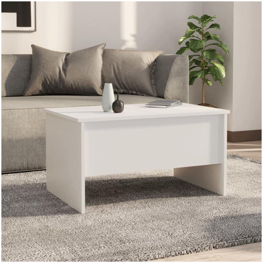 Tavolino Da Salotto Bianco 80x50x42,5 Cm In Legno Multistrato - Foto 2