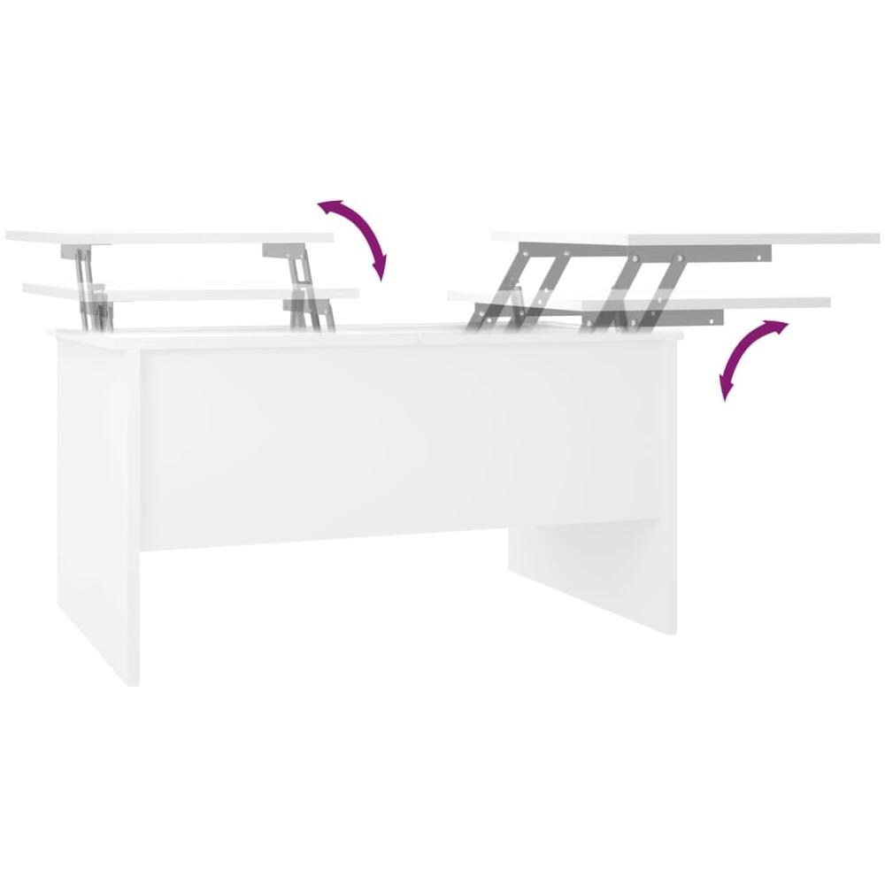 Tavolino Da Salotto Bianco 80x50x42,5 Cm In Legno Multistrato - Foto 7