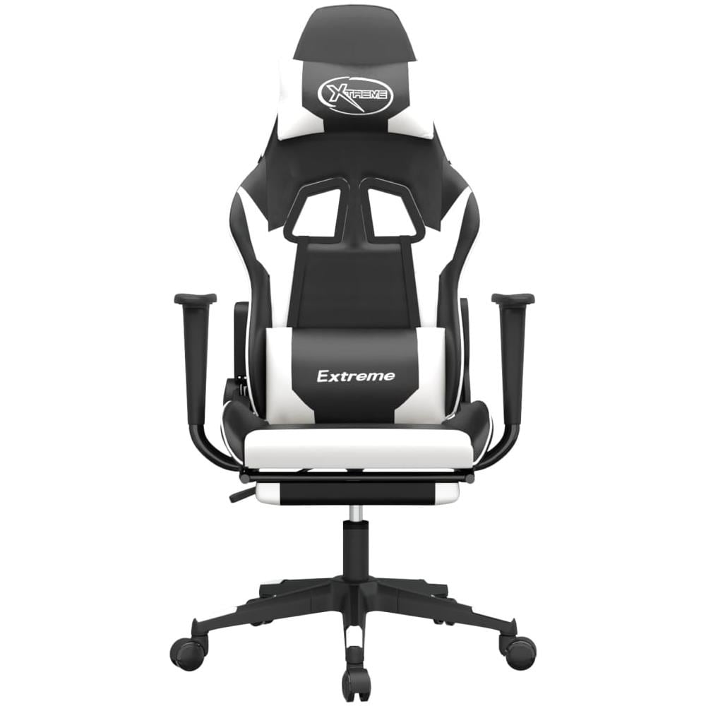 Sedia Da Gaming Con Poggiapiedi Nero E Bianco In Similpelle - Foto 2