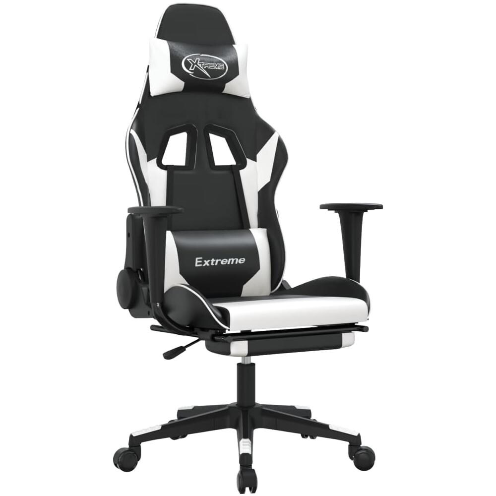 Sedia Da Gaming Con Poggiapiedi Nero E Bianco In Similpelle - Foto 1