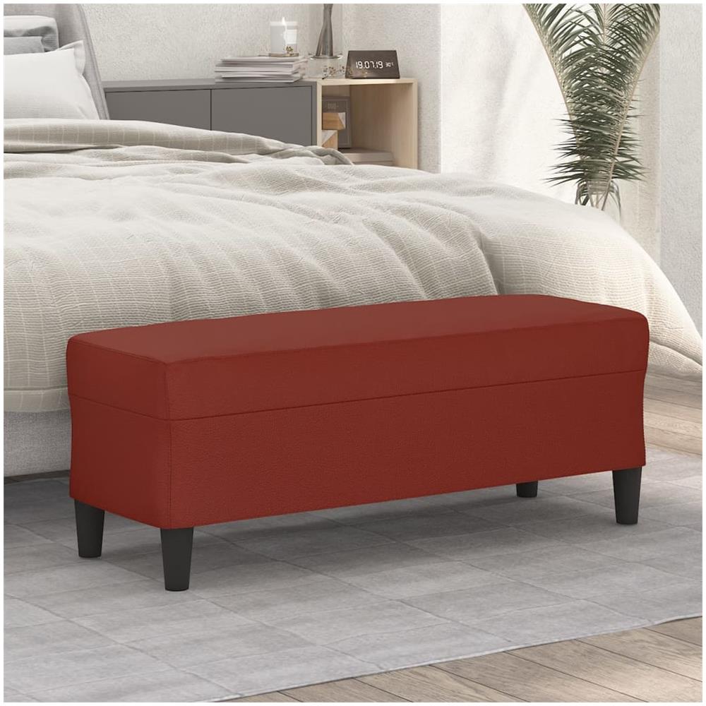 Panca Rosso Vino 100x35x41 Cm In Similpelle - Foto 1