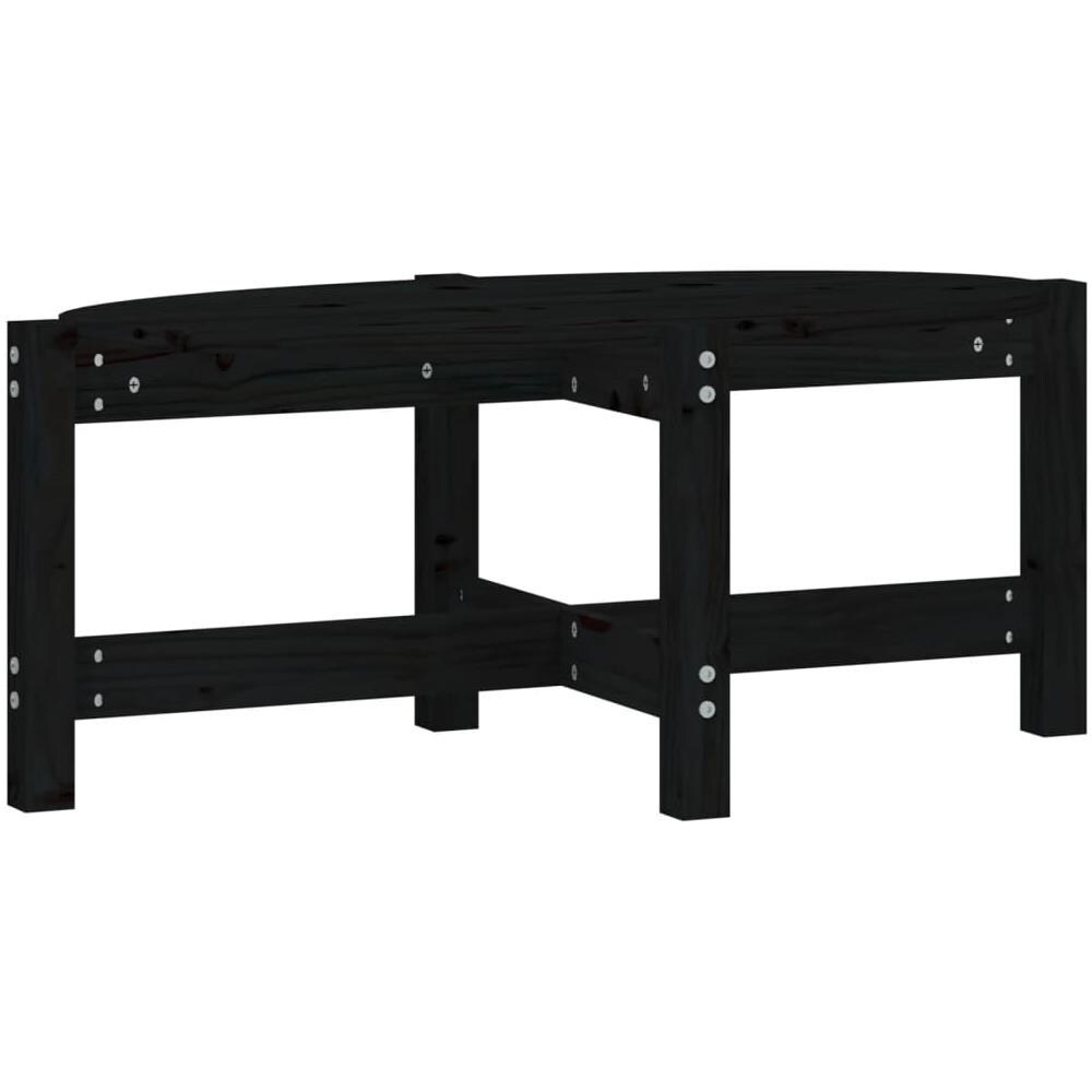 Tavolino Da Salotto Nero 87x48x35 Cm In Legno Massello Di Pino - Foto 2