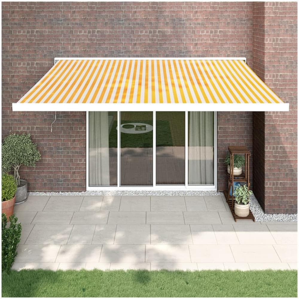 Tenda Retrattile Gialla E Bianca 4,5x3 M In Tessuto E Alluminio - Foto 1