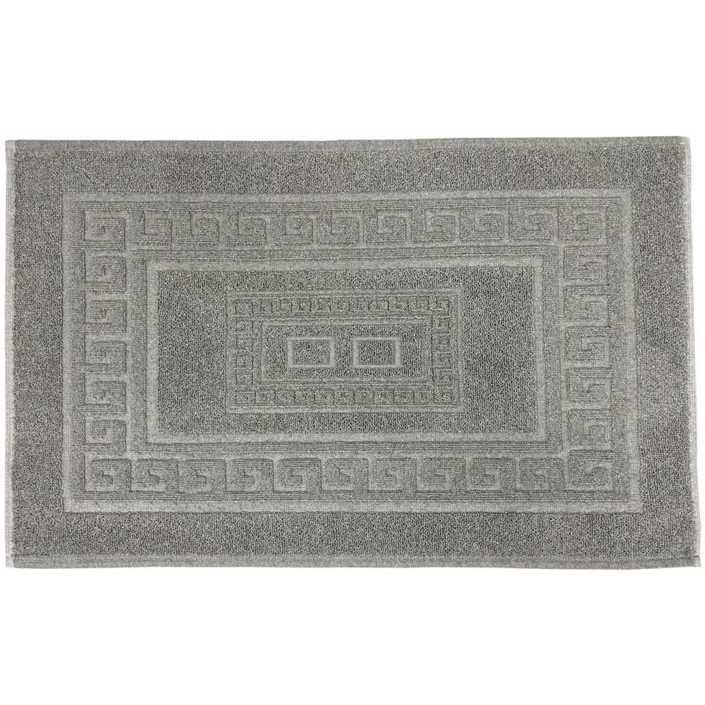 Tappeto Bagno Doccia Spugna Tinta Unita Torino Tappetino Super Assorbente In Cotone Pelo Corto Con Greca 60x120 Grigio - Foto 1