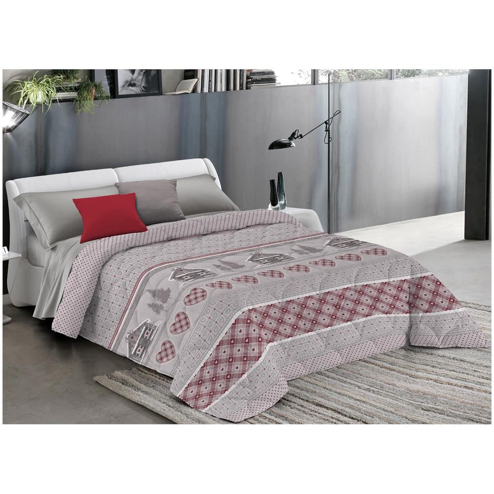 Trapunta Piumone Invernale Linea Pensieri Delicati Disegno Chalet Singolo Rosso - Foto 1