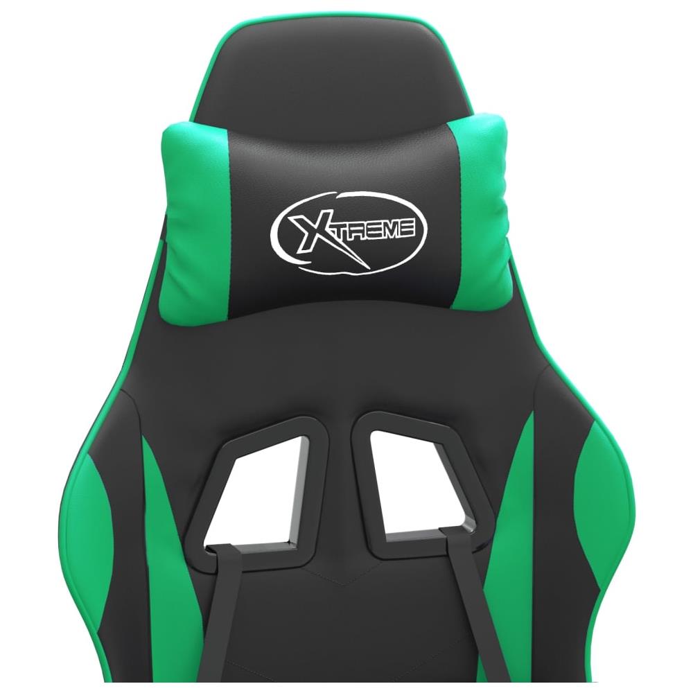Sedia da Gaming Girevole con Poggiapiedi Nero Verde Similpelle - Foto 8