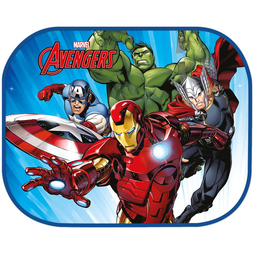 Coppia Tendine Laterali Auto Marvel Avengers 44x35cm Parasole Supereroi Iron Man, Thor, Hulk, Capitan America - Foto 1