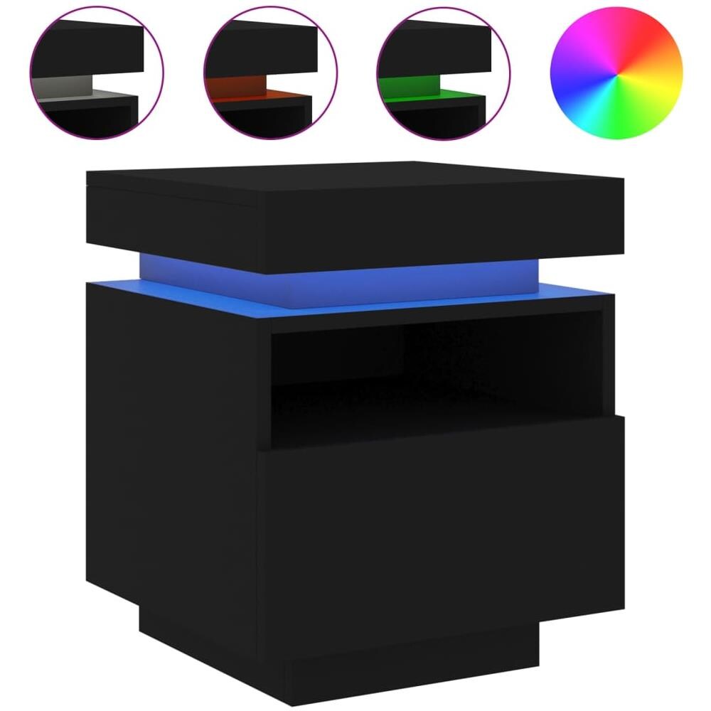 Comodino Con Luci Led Nero 40x39x48,5 Cm - Foto 2