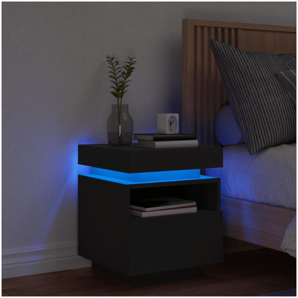 Comodino Con Luci Led Nero 40x39x48,5 Cm - Foto 1