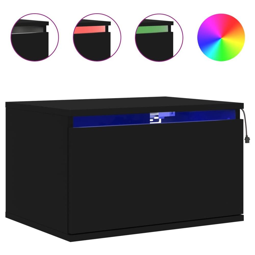 Comodino A Parete Con Luci Led Nero - Foto 2