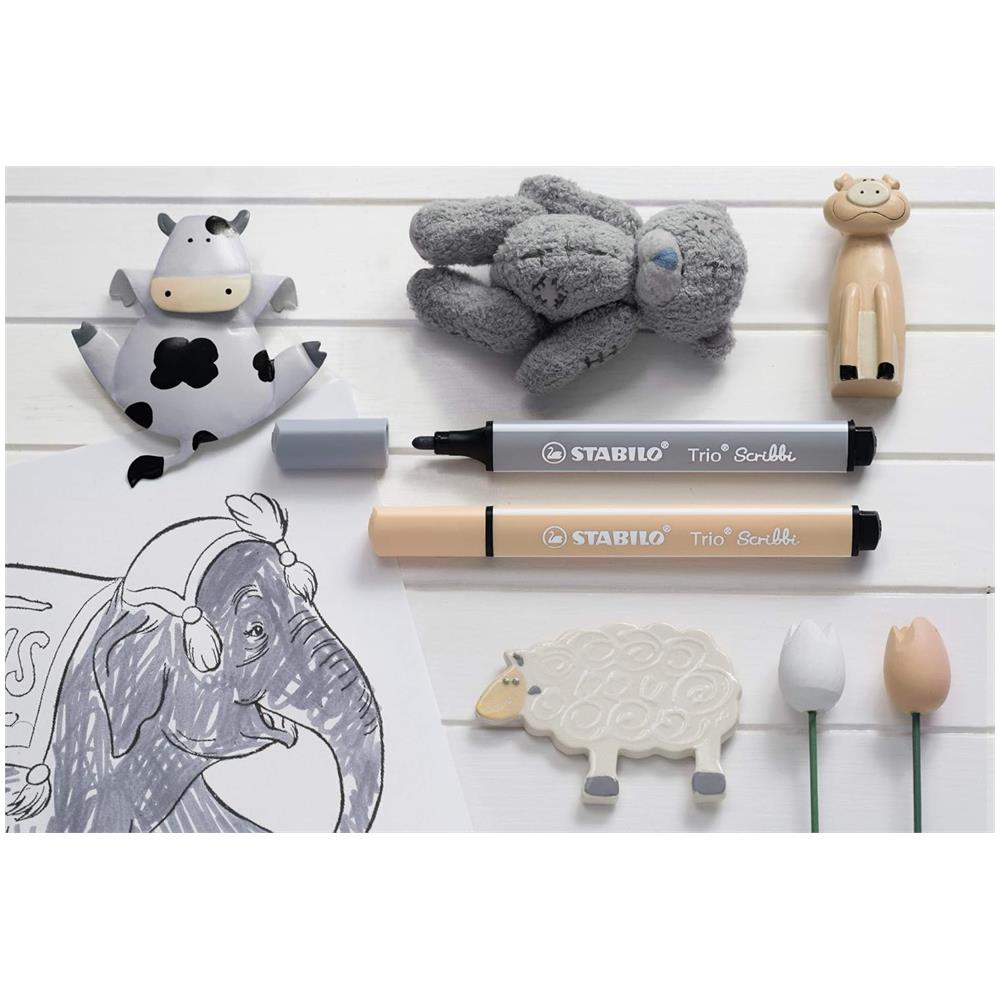 Trio Scribbi - Pennarello triangolare con punta ammortizzata - Astuccio da 8 - Colori assortiti - Foto 2