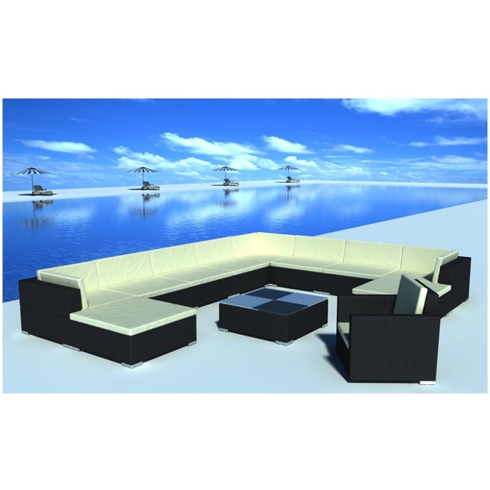 Set 35 Pz Seduta Da Giardino Mobile Polirattan Nero - Foto 6