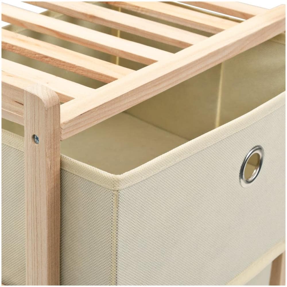 Armadietti 2 Pz Con 5 Cesti In Tessuto E Legno Di Cedro Beige - Foto 2