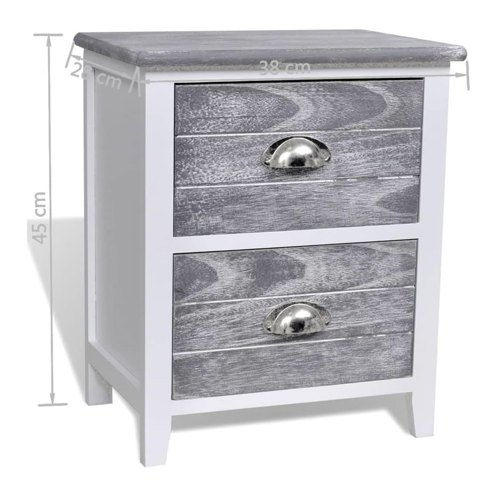Comodino Grigio E Bianco 38x28x45 Cm In Legno Di Paulownia - Foto 5