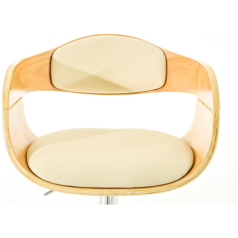 Set 2 Sgabelli rétro Kingston con Braccioli I Sgabelli Bar Girevole 360° in Similpelle E Legno I Coppia Sgabelli Alti Bancone Regolabili 63-77 CM Natura / Crema - Foto 5