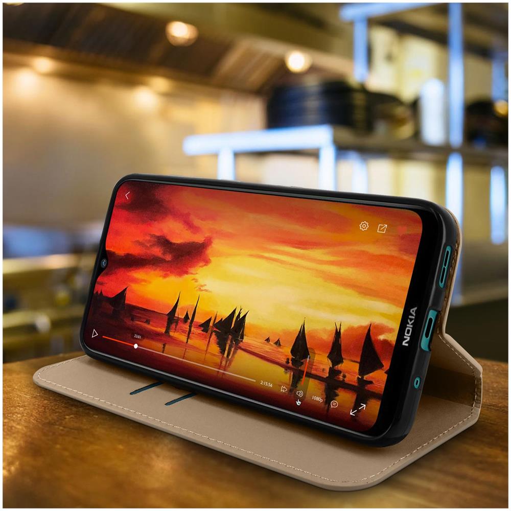 Custodia Nokia 2.3 Portacarte Funzione Supporto Similpelle Liscia Oro - Foto 5