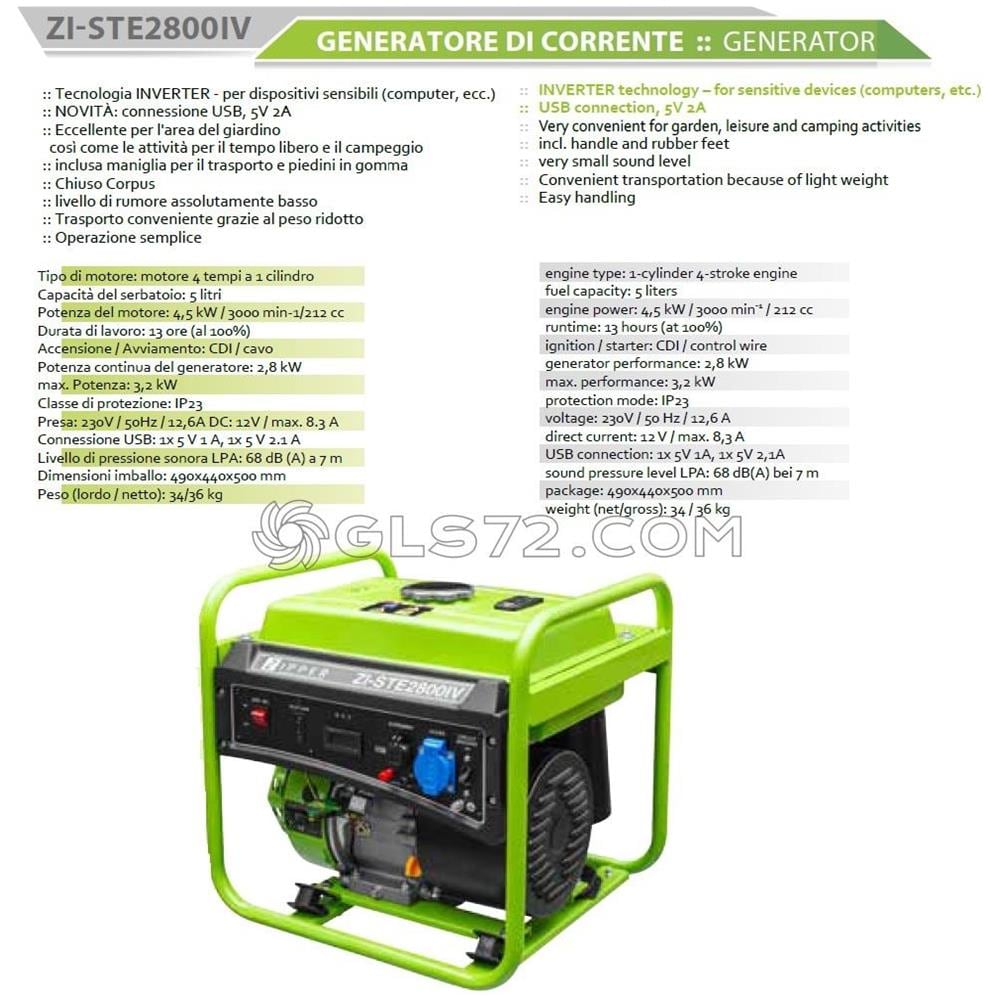 Generatore Di Corrente Inverter 3200w Zi-ste2800iv - Foto 2