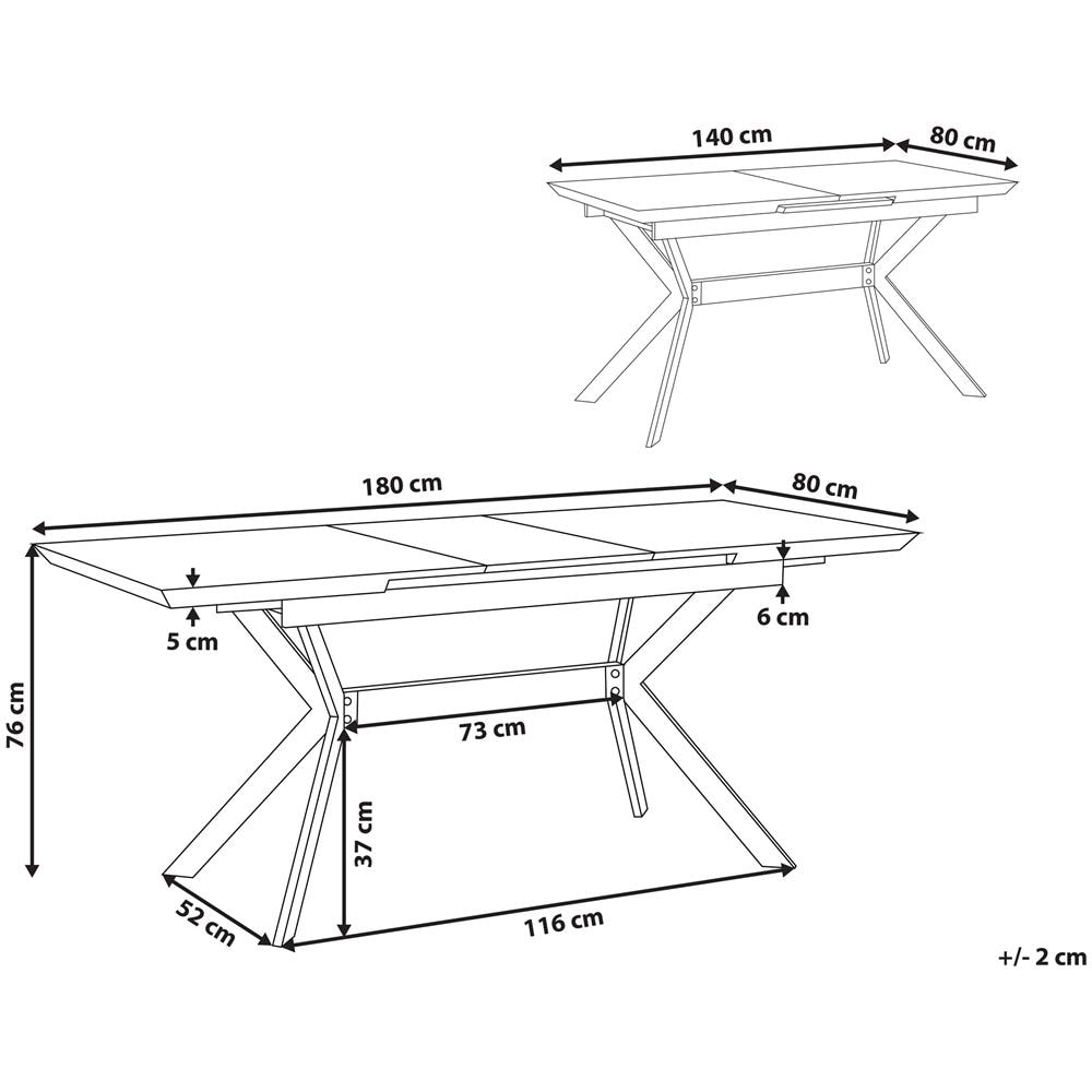 Tavolo Da Pranzo Estendibile 140/180 Cm Grigio E Nero Benson - Foto 2