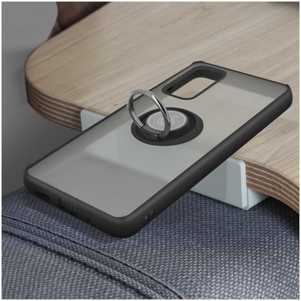 Cover Samsung Galaxy S20 Fe Bimateriale Anello In Metallo Funzione Supporto Nero - Foto 5
