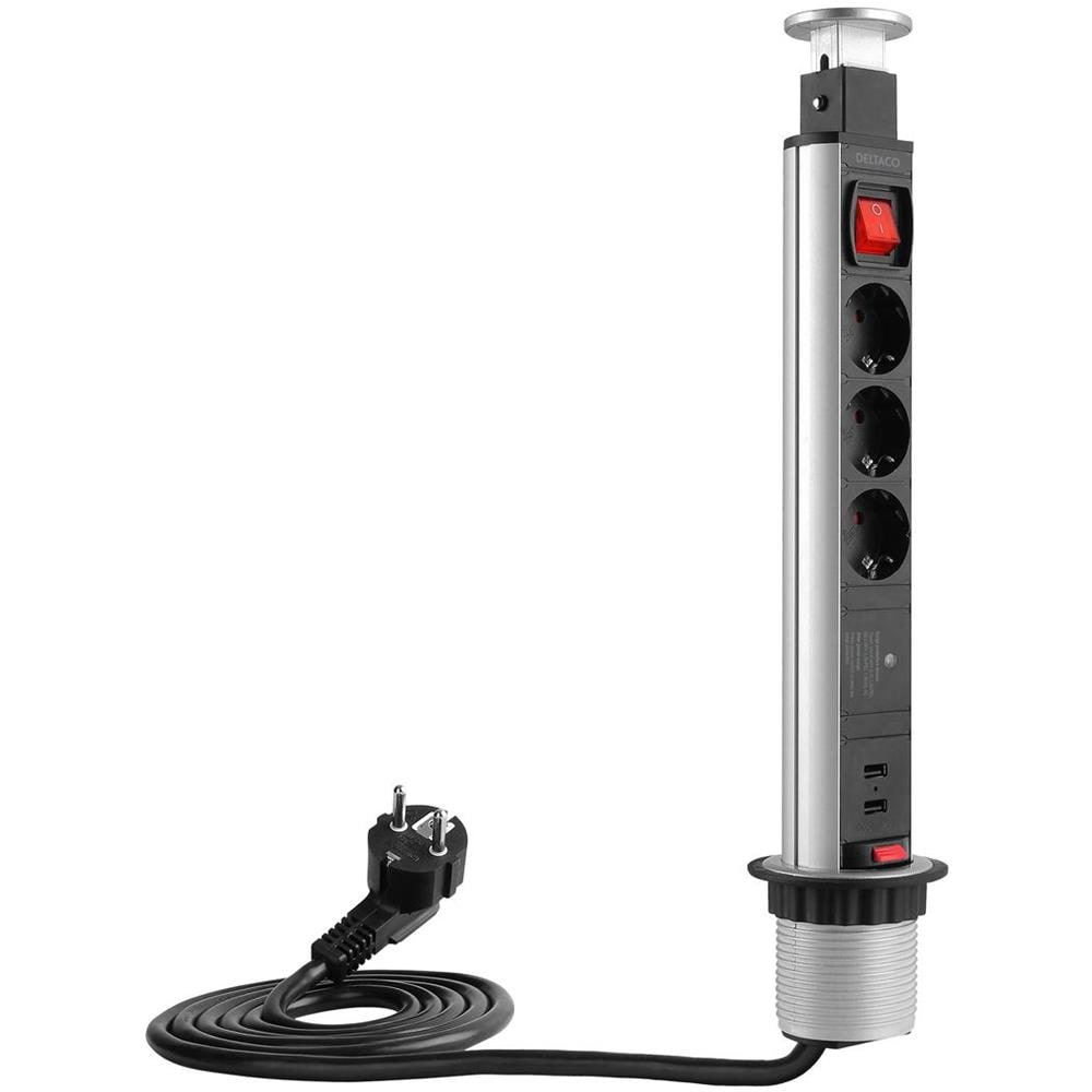 Ciabatta Pop-up Da Tavolo Per Ufficio Deltaco Con Protezione Contro Le Sovratensioni - Foto 1