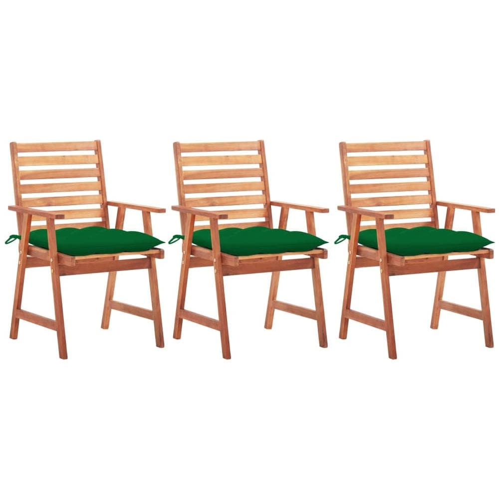 Sedie da Pranzo da Esterni con Cuscini 3 pz Massello di Acacia - Foto 1