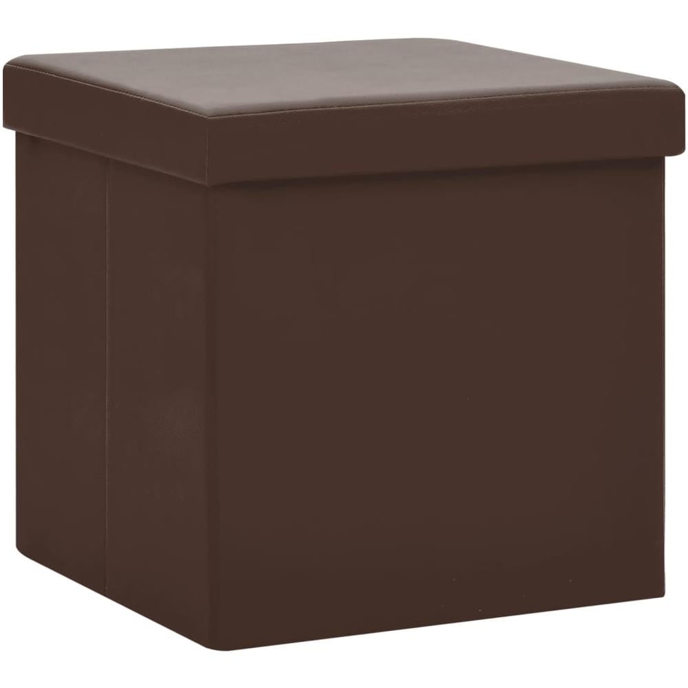 Sgabelli Con Contenitore Pieghevoli 2 Pz Marroni In Pvc - Foto 3