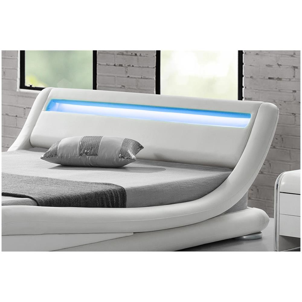 Seattle Struttura Letto In Similpelle Bianca Con Led 160x200 Cm - Foto 2