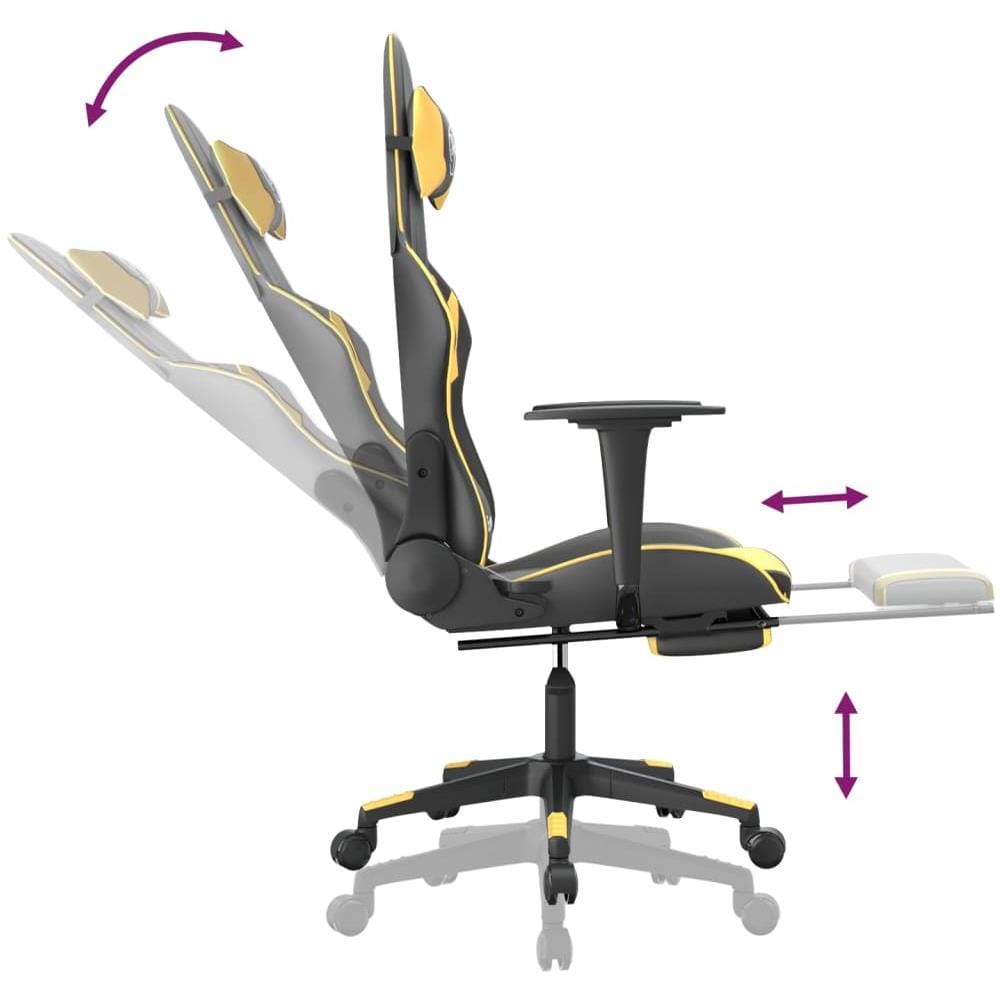 Sedia Da Gaming Con Poggiapiedi Nero E Oro In Similpelle - Foto 2