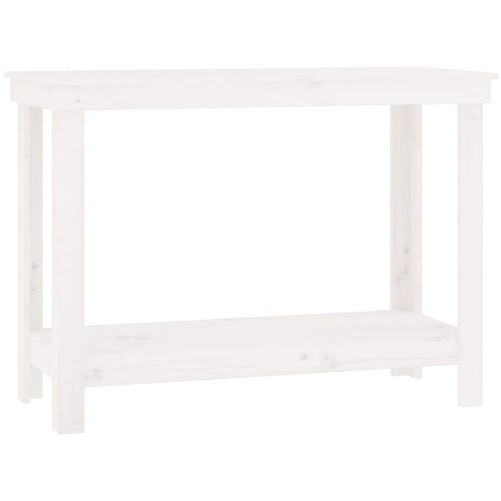 Banco Da Lavoro Bianco 110x50x80 Cm In Legno Massello Di Pino - Foto 2