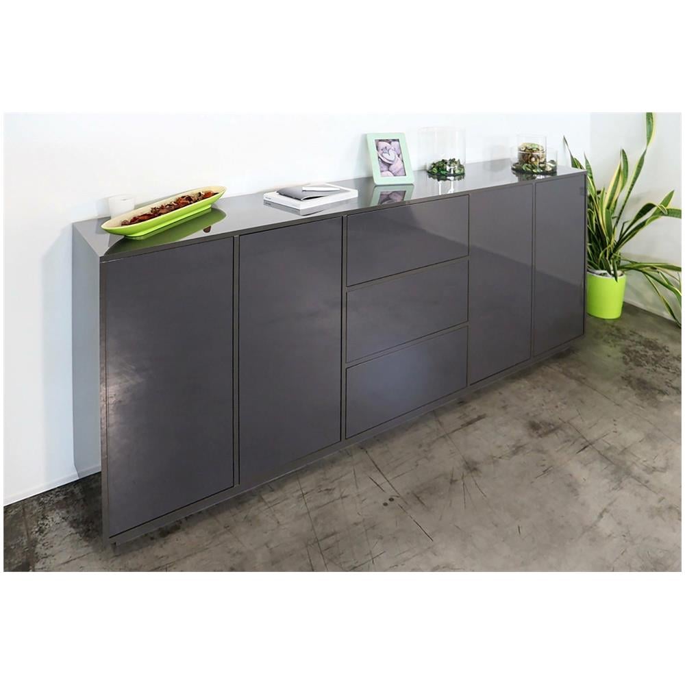 Credenza Louis, Madia da cucina a 2 ante e 3 cassetti, Buffet da soggiorno, 100% Made in Italy