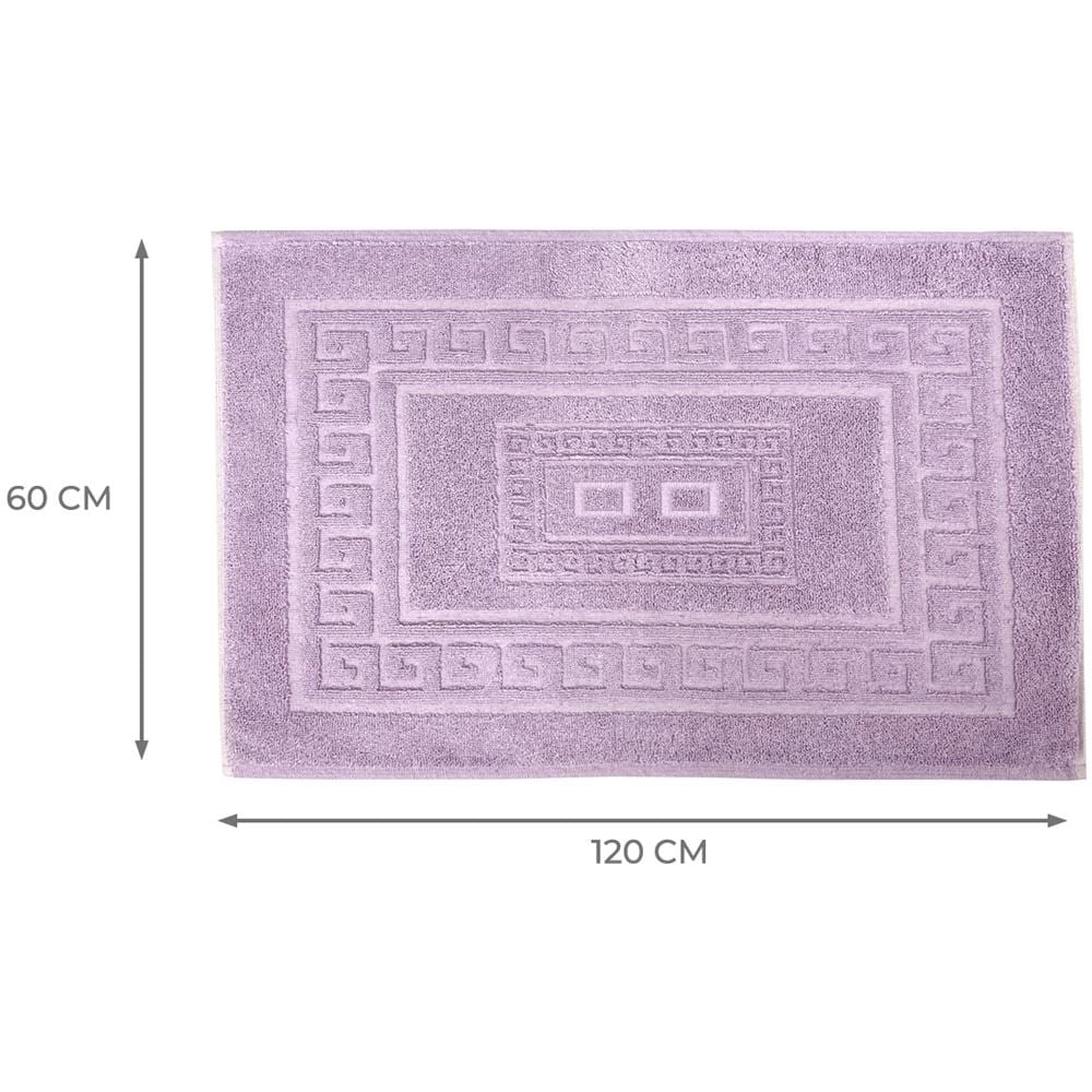 Tappeto Bagno Doccia Spugna Tinta Unita Torino Tappetino Super Assorbente In Cotone Pelo Corto Con Greca 60x120 Lilla - Foto 5