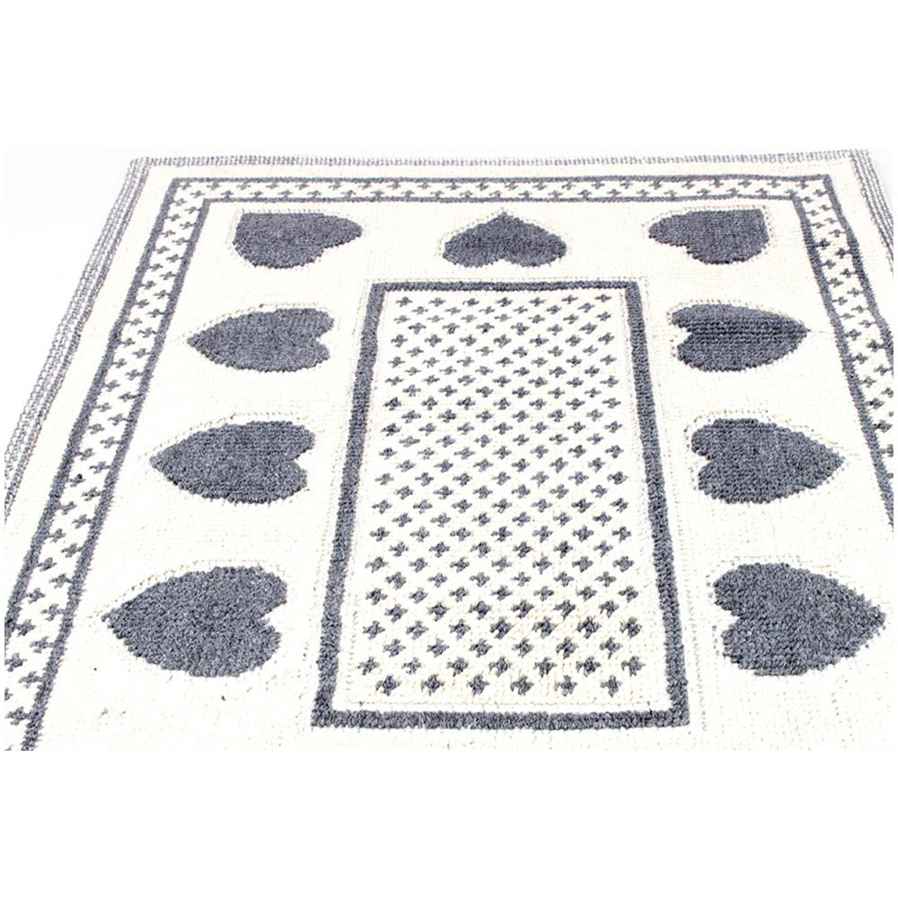 Tappeto Casa Bagno Cucina Cotone Con Cuori Disegno Braies Colore Grigio 120x180 Grigio - Foto 3