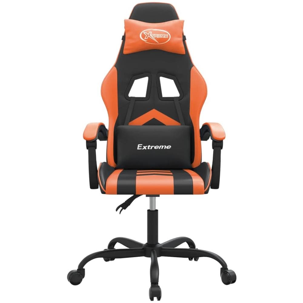 Sedia da Gaming Girevole Nero e Arancione in Similpelle - Foto 2