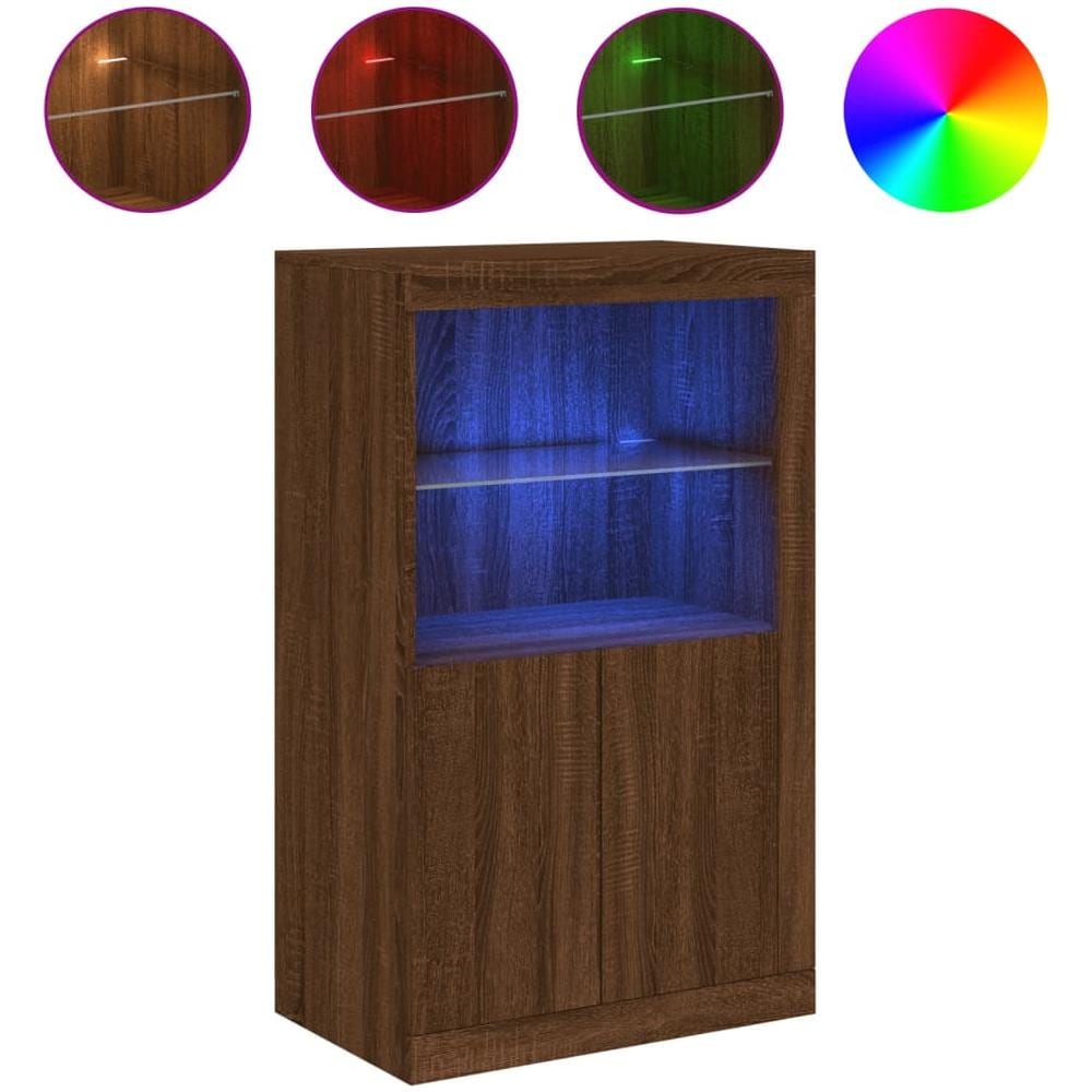 Armadietto Con Luci Led Rovere Marrone In Legno Multistrato - Foto 2