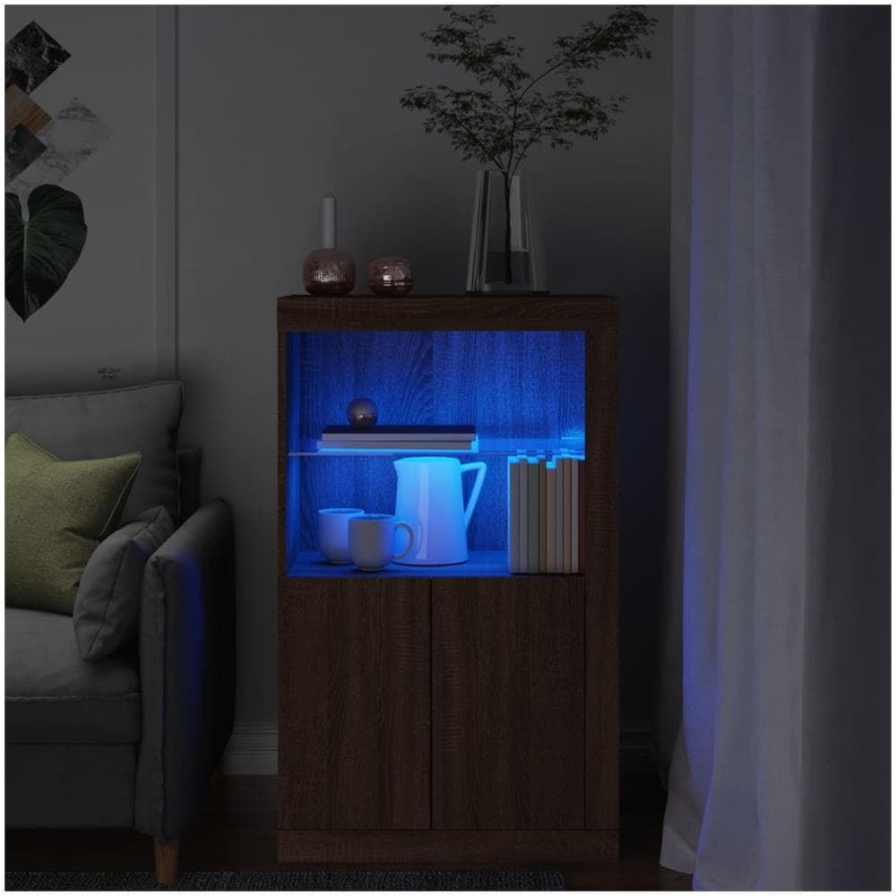 Armadietto Con Luci Led Rovere Marrone In Legno Multistrato - Foto 1