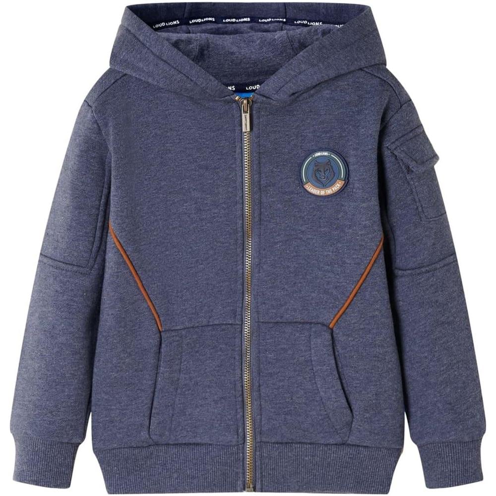 Felpa con Cappuccio e Cerniera per Bambini Blu Scuro Mélange 92 - Foto 1