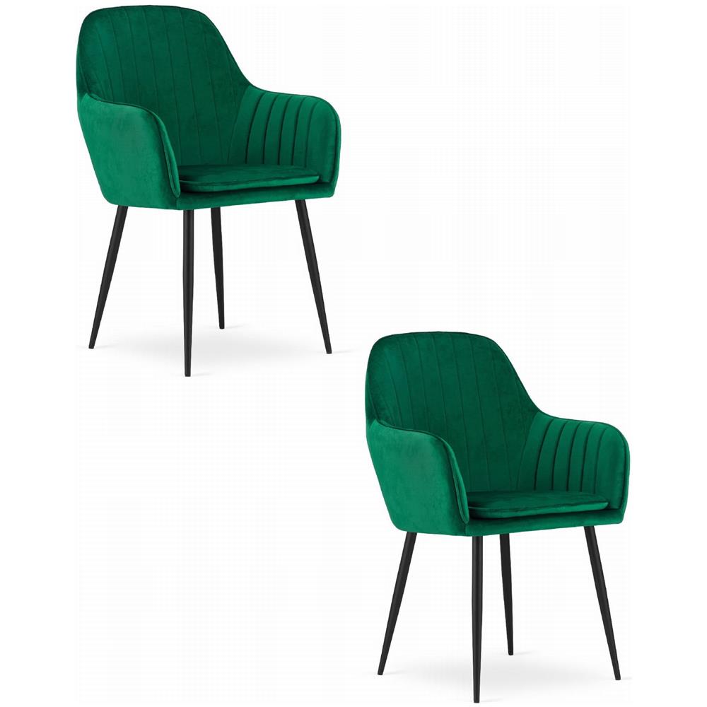 Sedia LUGO - Velluto verde con gambe nere x 2 - Foto 1
