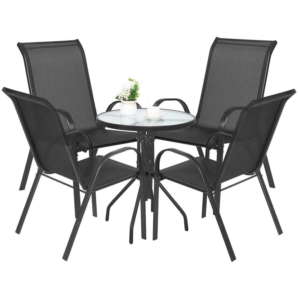 Tavolo rotondo ISLAND 60 cm + 4 sedie SOFIA grigio scuro - Foto 1