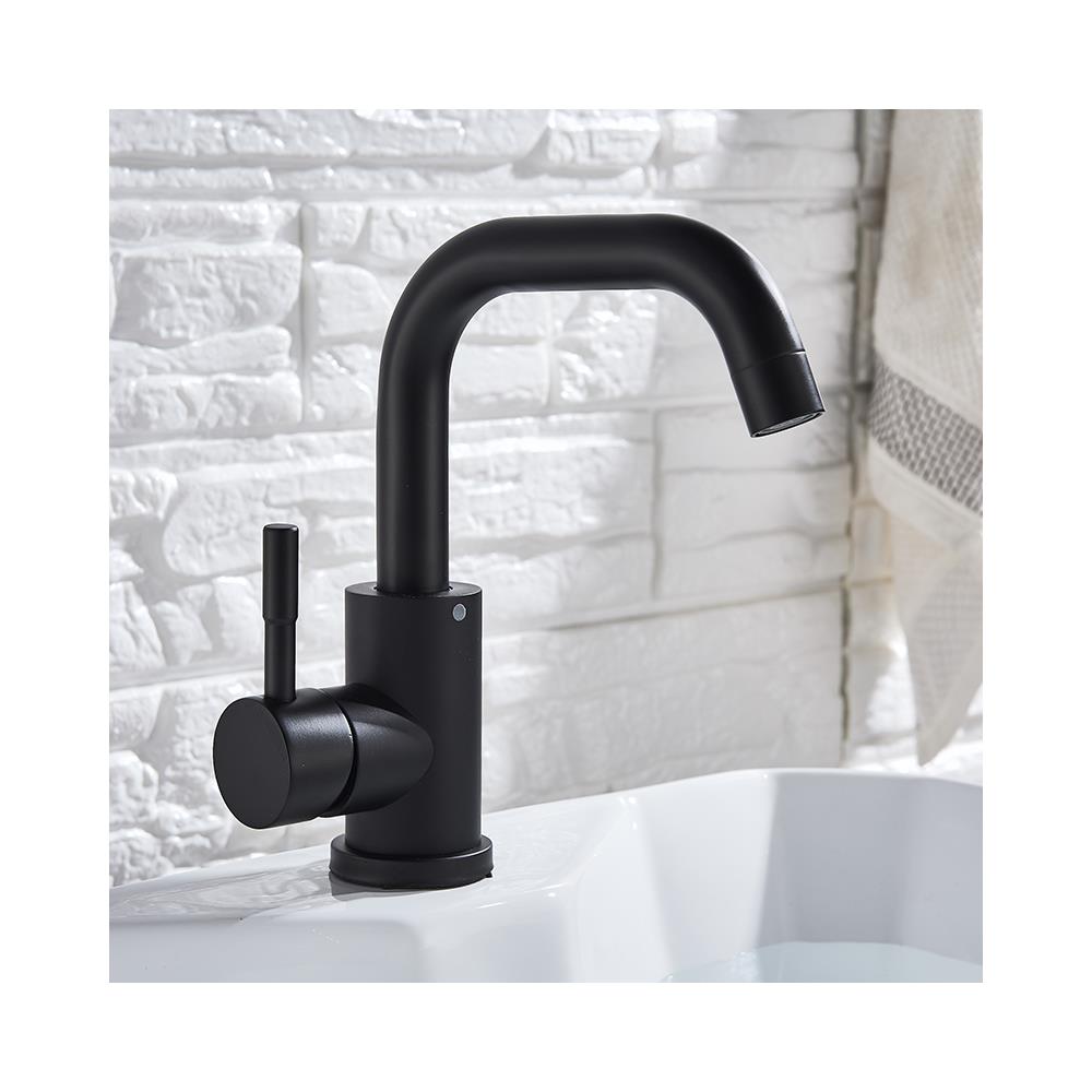 Rubinetto per lavabo da bagno, Blackswan, tipo M235, modello quadrato nero opaco, misura 23 cm - Foto 2