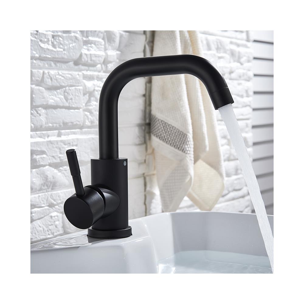 Rubinetto per lavabo da bagno, Blackswan, tipo M235, modello quadrato nero opaco, misura 23 cm - Foto 4