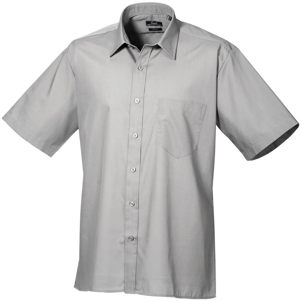 Camicia Manica Corta Da Lavoro Uomo (girocollo 37cm) (argento) - Foto 1