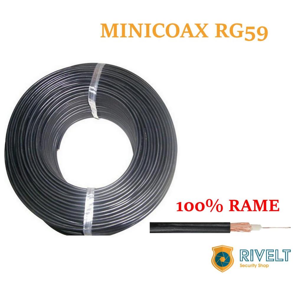 Cavo Mini Coassiale 100 Metri 75 Ohm Af Nero A Norma Cei 20-22 - Foto 2