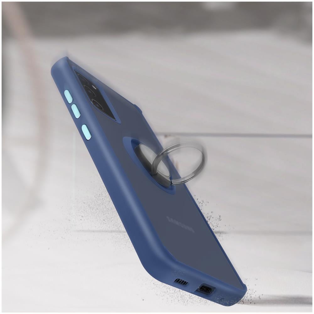 Cover Samsung Galaxy S20 Fe Bimateriale Anello In Metallo Funzione Supporto Blu - Foto 2