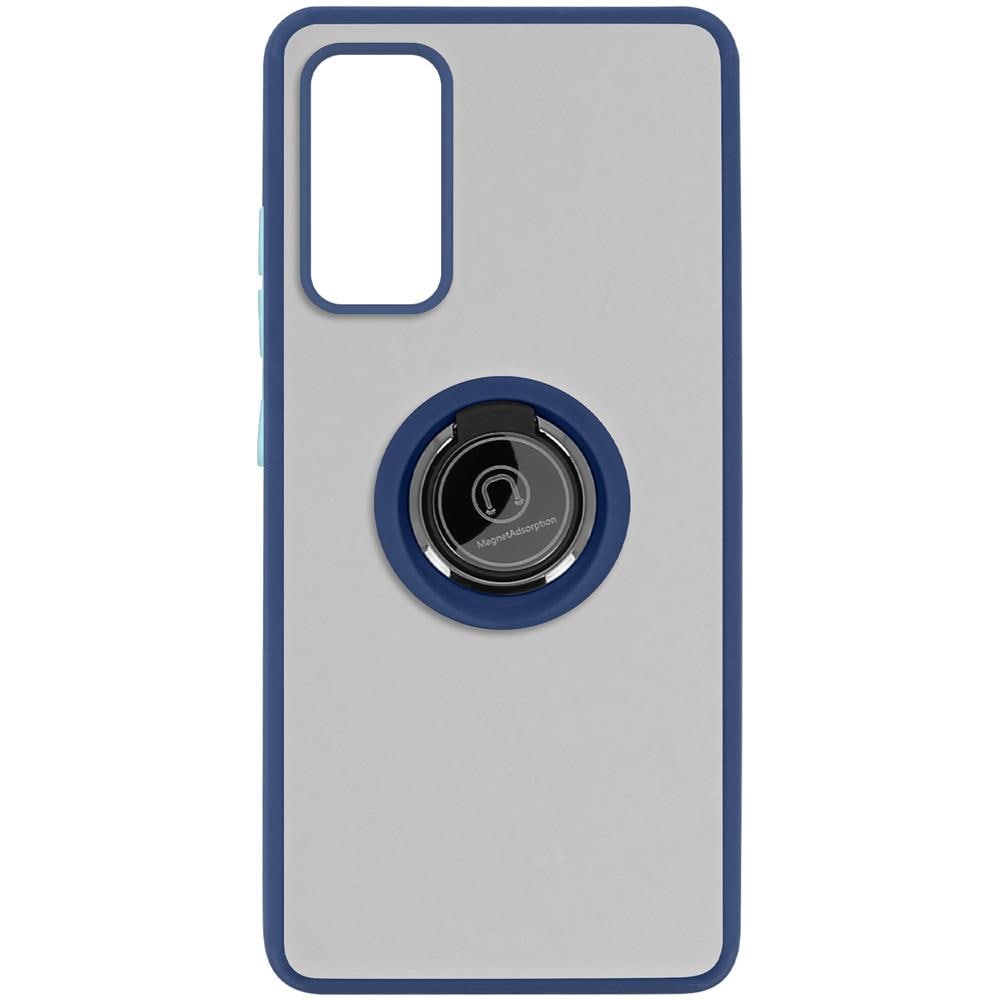 Cover Samsung Galaxy S20 Fe Bimateriale Anello In Metallo Funzione Supporto Blu - Foto 1