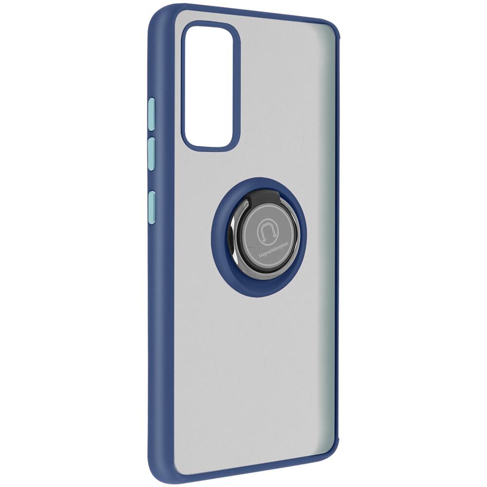 Cover Samsung Galaxy S20 Fe Bimateriale Anello In Metallo Funzione Supporto Blu - Foto 5