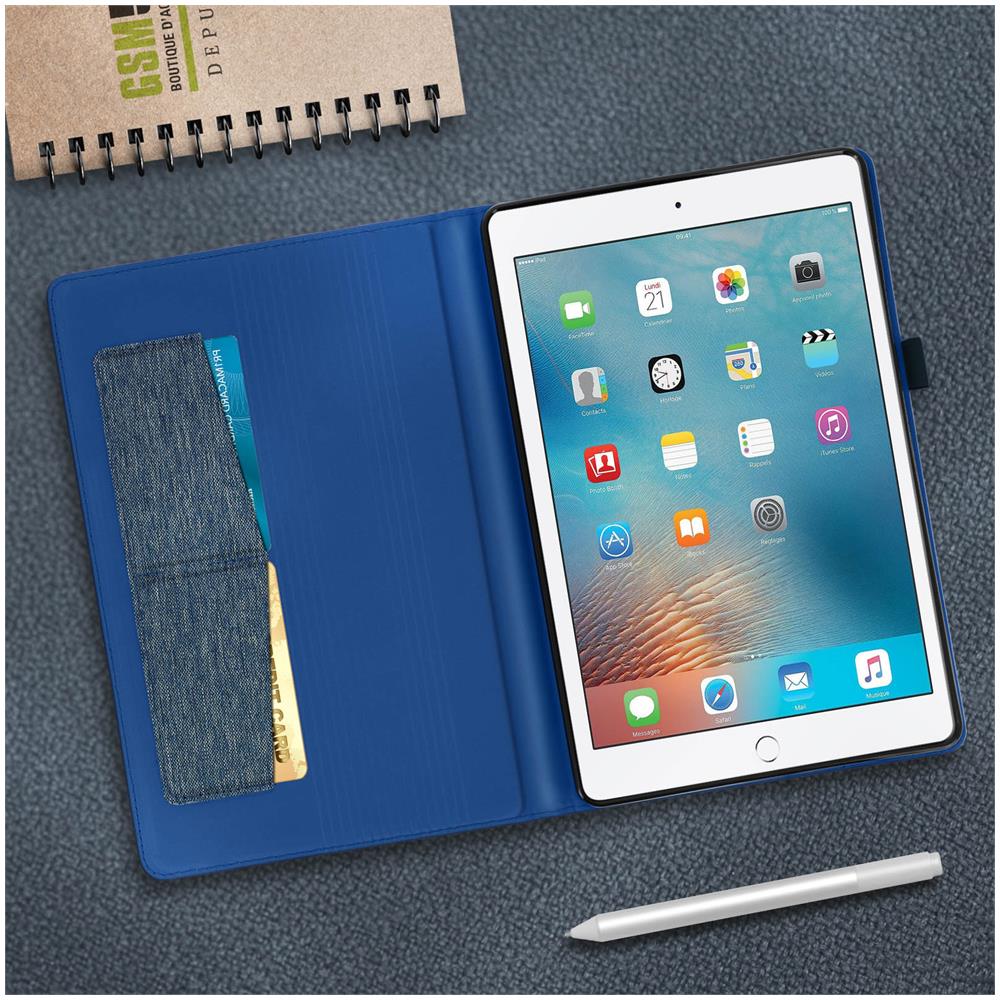 Cover Porta Carte Apple Ipad 5 / 6 / Air Tessuto Blu - Foto 5