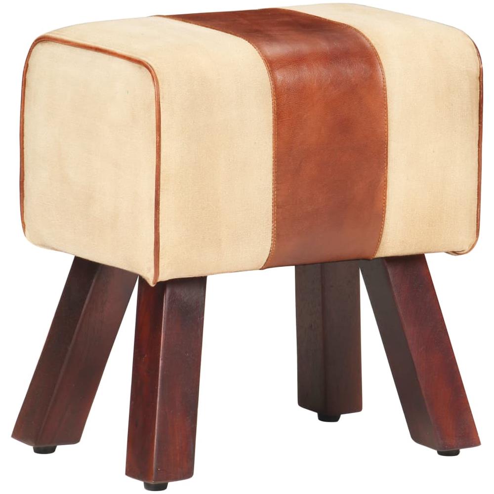 Panca da Palestra 38 cm Vera Pelle Marrone e Massello di Mango - Foto 1