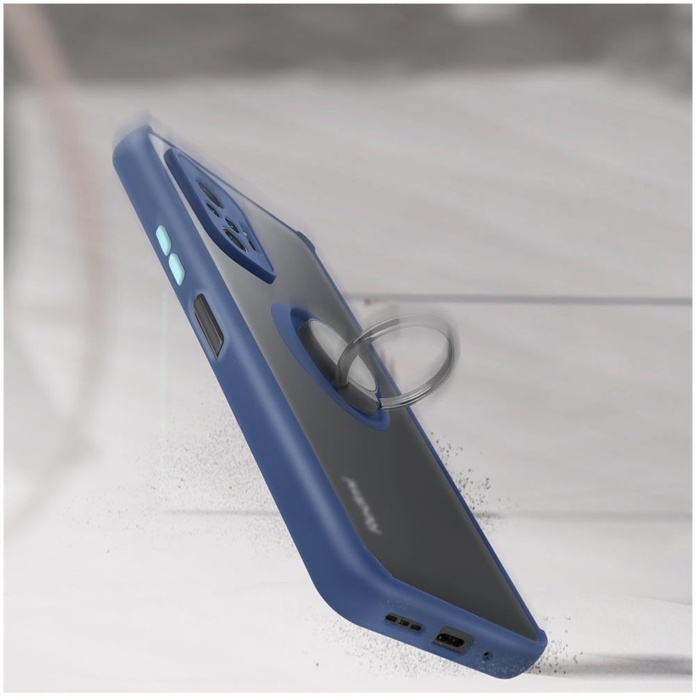 Cover Xiaomi Redmi Note 10 Pro Bi-materia Anello Metallico Supporto Blu - Foto 2
