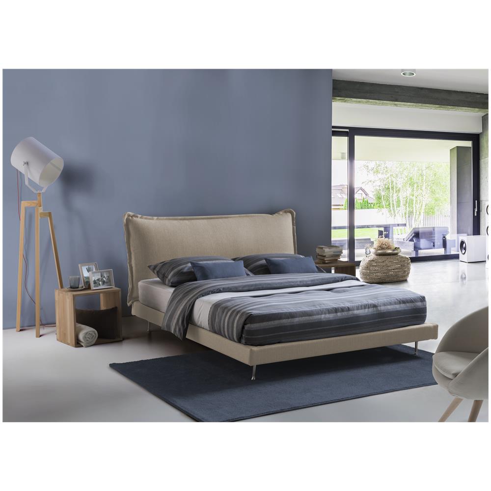 Letto Matrimoniale Contenitore ILENIA Talamo Italia - Testata In Tessuto Blu, Materasso Memory Incluso 160x200 Cm, Made In Italy